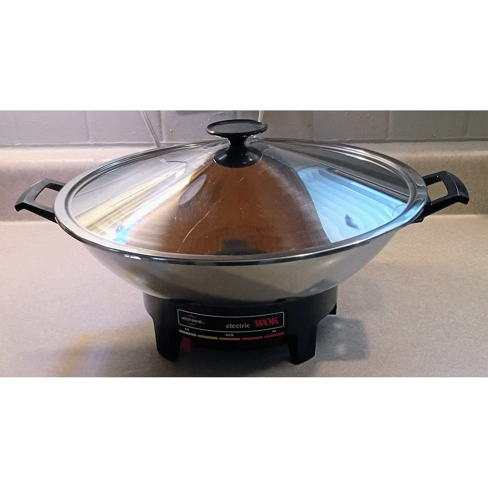 West Bend Electric Wok Model 80006 Stainless Steel with Lid Rack Recipes TESTED